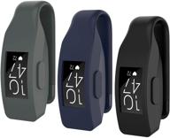 📎 (3 pack) seltureone silicone clips for fitbit inspire/inspire hr/ace 2 - black, navy, gray logo