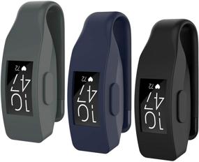 img 4 attached to 📎 (3 Pack) Seltureone Silicone Clips for Fitbit Inspire/Inspire HR/Ace 2 - Black, Navy, Gray
