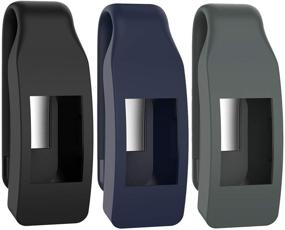 img 3 attached to 📎 (3 Pack) Seltureone Silicone Clips for Fitbit Inspire/Inspire HR/Ace 2 - Black, Navy, Gray