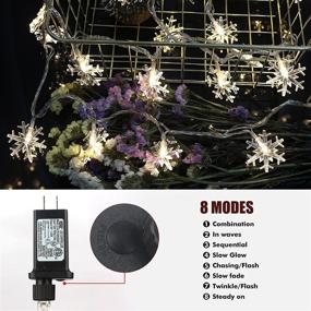 img 3 attached to 🎄 SUNYPLAY Snowflake String Lights - 49.2ft 100LED Christmas Decor with 8 Modes - Waterproof Fairy Lights for Indoor/Outdoor – Warm White