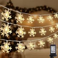 🎄 sunyplay snowflake string lights - 49.2ft 100led christmas decor with 8 modes - waterproof fairy lights for indoor/outdoor – warm white логотип