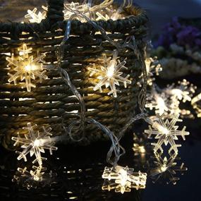 img 2 attached to 🎄 SUNYPLAY Snowflake String Lights - 49.2ft 100LED Christmas Decor with 8 Modes - Waterproof Fairy Lights for Indoor/Outdoor – Warm White