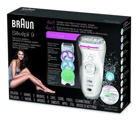 img 3 attached to Braun Silk-epil 9-961V Women's Epilator - Hair Removal, Bikini Trimmer, Shaver Wet & Dry, Cordless, 2 Exfoliation Brushes & Skin Care System