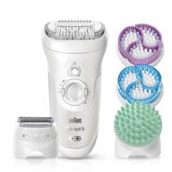 braun silk-epil 9-961v women's epilator - hair removal, bikini trimmer, shaver wet & dry, cordless, 2 exfoliation brushes & skin care system logo