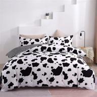 🐄 queen size mengersi cow print duvet cover sets - reversible, cartoon comforter cover in black and white for kids boys girls, featuring zipper closure - enhance your bedding experience logo
