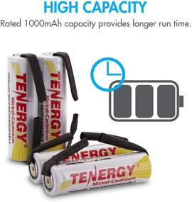 img 3 attached to 🔋 Перезаряжаемые аккумуляторы Tenergy AA NiCD - 1000mAh высокая емкость с плоским верхом и выводами для бритв, триммеров, бритв: Всеобъемлющее энергетическое решение.