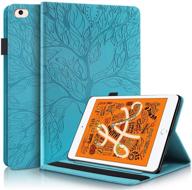 🌳 pefcase ipad mini 5 case: multi-angle viewing folio smart pu leather cover in life tree turquoise for apple ipad mini 1/2/3/4/5 - auto sleep/wake feature included logo