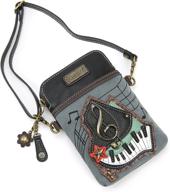 chala group indigo convertible strap piano cellphone crossbody handbag - 5x7.5x1 inch (includes metal clef key-fob) logo