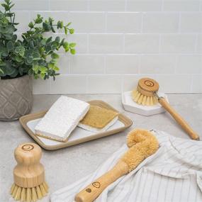 img 3 attached to 🌿 Tieralia 5-Piece Eco-Friendly Bamboo Kitchen Brush and Sponge Set - 100% Sustainable