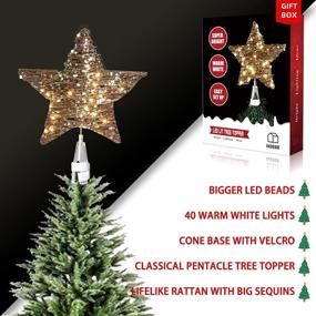 img 2 attached to 🌟 Add Charm to Your Christmas Tree with EAMBRITE 13.375” 40LT Rattan Natural Star Treetop
