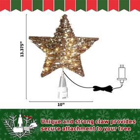 img 3 attached to 🌟 Add Charm to Your Christmas Tree with EAMBRITE 13.375” 40LT Rattan Natural Star Treetop