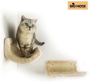 img 3 attached to 🐱 Embrace Design - BIG NOSE Cat Perch Wall Floating Shelves with Sisal Scratching Mat Set of 2