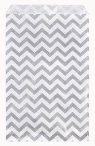 img 1 attached to 🛍️ 100 pcs 5x7 Silver Chevron Print Merchandise Gift Bags for Shopping, Sales, and Totes