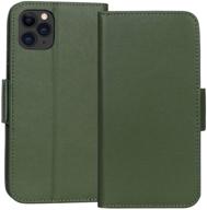 📱 fyy case for iphone 11 pro max 6.5” green - luxury cowhide genuine leather wallet case with rfid blocking, kickstand function, and card slots logo