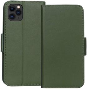 img 4 attached to 📱 FYY Case for iPhone 11 Pro Max 6.5” Green - Luxury Cowhide Genuine Leather Wallet Case with RFID Blocking, Kickstand Function, and Card Slots