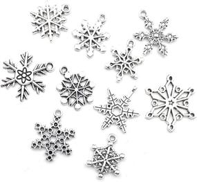 img 2 attached to 🎄 iloveDIYbeads 80pcs Craft Supplies: Antique Silver Christmas Snowflake Charms & Pendants for Jewelry Making, Crafting & DIY Accessories (M184)