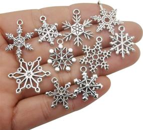 img 3 attached to 🎄 iloveDIYbeads 80pcs Craft Supplies: Antique Silver Christmas Snowflake Charms & Pendants for Jewelry Making, Crafting & DIY Accessories (M184)