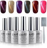 elite99 magnetic 3d cat eye gel nail polish kit - 6 colors, long-lasting manicure with uv led technology and soak off lacquer - nail art set with 12ml bottles and magnet sticks (model c003) logo