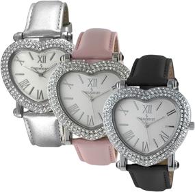 img 1 attached to 💎 Sparkling Elegance: Peugeot Women's Heart Shaped Crystal Women's Watches