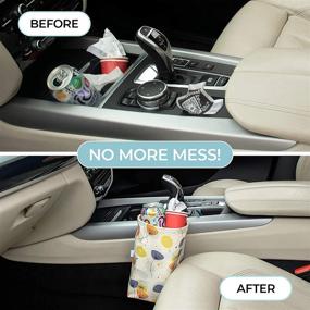 img 2 attached to 🐻 Compact and Adorable Humble Bear Car Trash Can - Foldable and Portable Auto Trash Bag for Backseat, Frontseat, Floor, Headrest, Console - Waterproof Garbage Can for Car - Cream Color