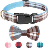 dynmeow plaid pattern cat and dog collars with bowtie - adjustable and comfortable gifts for dogs and cats, suitable for boys and girls логотип