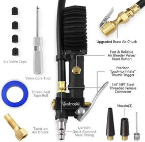 img 3 attached to 🚀 Digital Tire Inflator AstroAI: насос с давлением 250 PSI, комплект аксессуаров для мощного компрессора с резиновым шлангом и быстрым соединительным устройством - разрешение дисплея 0.1