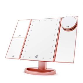 img 1 attached to FUNTOUCH LED Lighted Makeup Vanity Mirror: 21 LED Lights, Touch Screen, Tri-fold, 10X/3X/2X/1X Magnifying, Dual Power, 180° Rotation