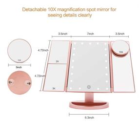 img 2 attached to FUNTOUCH LED Lighted Makeup Vanity Mirror: 21 LED Lights, Touch Screen, Tri-fold, 10X/3X/2X/1X Magnifying, Dual Power, 180° Rotation