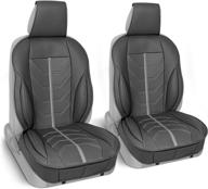 🚗 motor trend comfortdrive deluxe faux leather front seat covers – 2pc set gray with pockets: ergonomic padded car seat cushions for car truck van & suv – car interior accessories logo