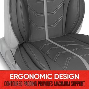 img 1 attached to 🚗 Motor Trend ComfortDrive Deluxe Faux Leather Front Seat Covers – 2pc Set Gray with Pockets: Ergonomic Padded Car Seat Cushions for Car Truck Van & SUV – Car Interior Accessories