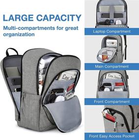 img 3 attached to 🎒 BAGSMART Backpack for Men College Backpack 15.6’’ Laptop Travel Back Pack with USB Charging Port Computer Bag Work Business College High School Practical Gift Grey: The Ultimate Carryall Solution