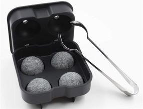 img 4 attached to Whiskey Stones Set with 4 Large Granite Sphere Whiskey Rocks + Silicone Ice Cube Tray + Stainless Steel Tong. Enjoy extended chilling for your Whiskey & Beverage with these Reusable and Sizeable Whiskey Stones!