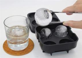 img 1 attached to Whiskey Stones Set with 4 Large Granite Sphere Whiskey Rocks + Silicone Ice Cube Tray + Stainless Steel Tong. Enjoy extended chilling for your Whiskey & Beverage with these Reusable and Sizeable Whiskey Stones!