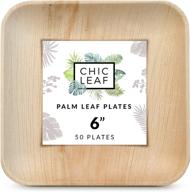 🌱 chic leaf palm leaf plates disposable 6 inch square (50 pack)- biodegradable & compostable appetizer or dessert plates, heavy duty design- eco-friendly alternative to plastic & paper plates logo