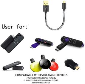 img 3 attached to 🔌Улучшите свой Fire TV Stick с помощью USB-кабеля питания, совместимого с Chromecast и Roku Stick - 2 штуки по 8 дюймов (1 прямой и 1 под углом)