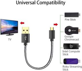 img 1 attached to 🔌Улучшите свой Fire TV Stick с помощью USB-кабеля питания, совместимого с Chromecast и Roku Stick - 2 штуки по 8 дюймов (1 прямой и 1 под углом)