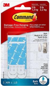 img 3 attached to 🛀 Command Bath Water Resistant Refill Strips: 2-Medium and 4-Large Strips (BATH22-ES) with Bubble Level Measuring Tool - Effortless Replacement for Secure Bathroom Wall Mounts