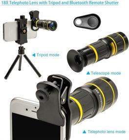img 3 attached to Godefa Cell Phone Camera Lens 6-in-1 Kit: 18x Telephoto Zoom, Wide Angle, Macro, Fisheye, Kaleidoscope, CPL - Compatible with iPhone X, Samsung, and More! Includes Tripod and Shutter Remote
