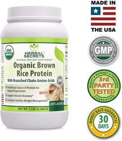 img 1 attached to 🌿 Herbal Secrets Organic Brown Rice Protein Powder - Supports Muscle Recovery, Healthy Weight Management - 3 lbs (Non-GMO, Unflavored)