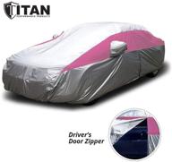 titan lightweight car cover (200 inches) - waterproof, driver 🚗 side zippered door, compatible with camry, mustang, accord and more - fuchsia logo