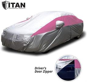 img 4 attached to Titan Lightweight Car Cover (200 Inches) - Waterproof, Driver 🚗 Side Zippered Door, Compatible with Camry, Mustang, Accord and More - Fuchsia