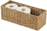 natural seagrass bathroom toilet paper holder and storage organizer - ideal for countertop and toilet tank top - holds up to 3 rolls - natural woven design логотип