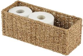 img 4 attached to Natural Seagrass Bathroom Toilet Paper Holder and Storage Organizer - Ideal for Countertop and Toilet Tank Top - Holds up to 3 Rolls - Natural Woven Design