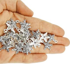 img 2 attached to JulieWang 60pcs Antiqued Silver Starfish Pendant Charm 🌟 | DIY Sea Beach Jewelry Making Finding | 18x18mm Size