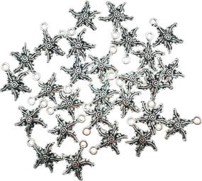 img 1 attached to JulieWang 60pcs Antiqued Silver Starfish Pendant Charm 🌟 | DIY Sea Beach Jewelry Making Finding | 18x18mm Size