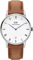 🕰️ часы dapper durham silver 34 мм от daniel wellington: универсальное кожаное изделие для мужчин и женщин логотип