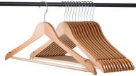 🧥 20-pack of home-it natural wooden clothes hangers for coats and jackets - solid wood coat hangers логотип