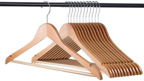 img 4 attached to 🧥 20-Pack of Home-it Natural Wooden Clothes Hangers for Coats and Jackets - Solid Wood Coat Hangers