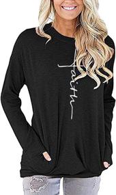 img 2 attached to 👚 ZILIN Women's Casual Letter Print Long Sleeve Tunic Tops Sweatshirt with Pockets - A Stylish Crewneck T-Shirt