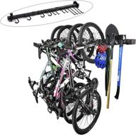 maximize space and organization: action club 4-bicycle wall mount storage rack for home and garage shed storage system logo